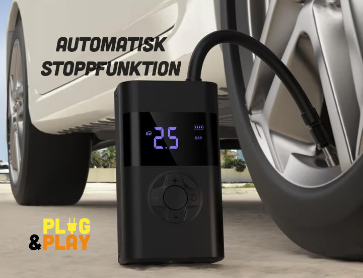 AirMaster – 3-i-1 Portabel Luftkompressor med Powerbank & Ficklampa