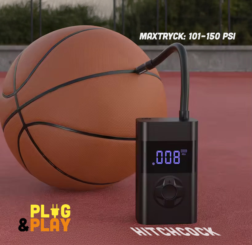 AirMaster – 3-i-1 Portabel Luftkompressor med Powerbank & Ficklampa