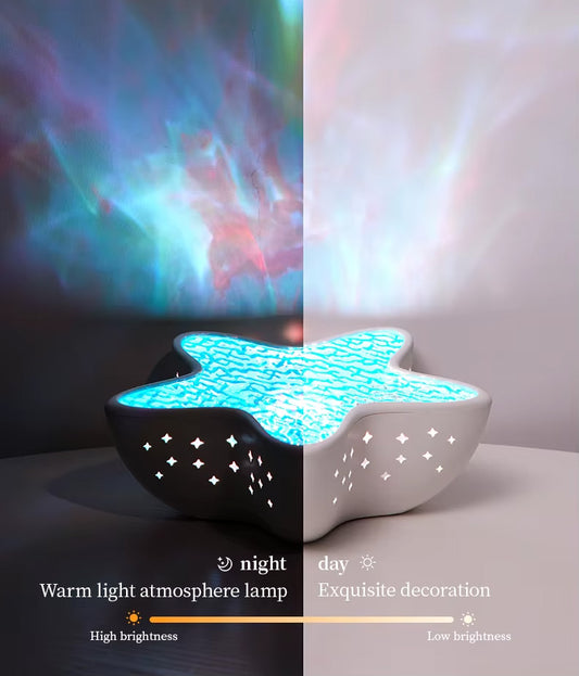 Starfish Ocean Projector – Norrsken & Havsvågor | Uppladdningsbar RGB-Lampa för Mys, Fest & Sovrum