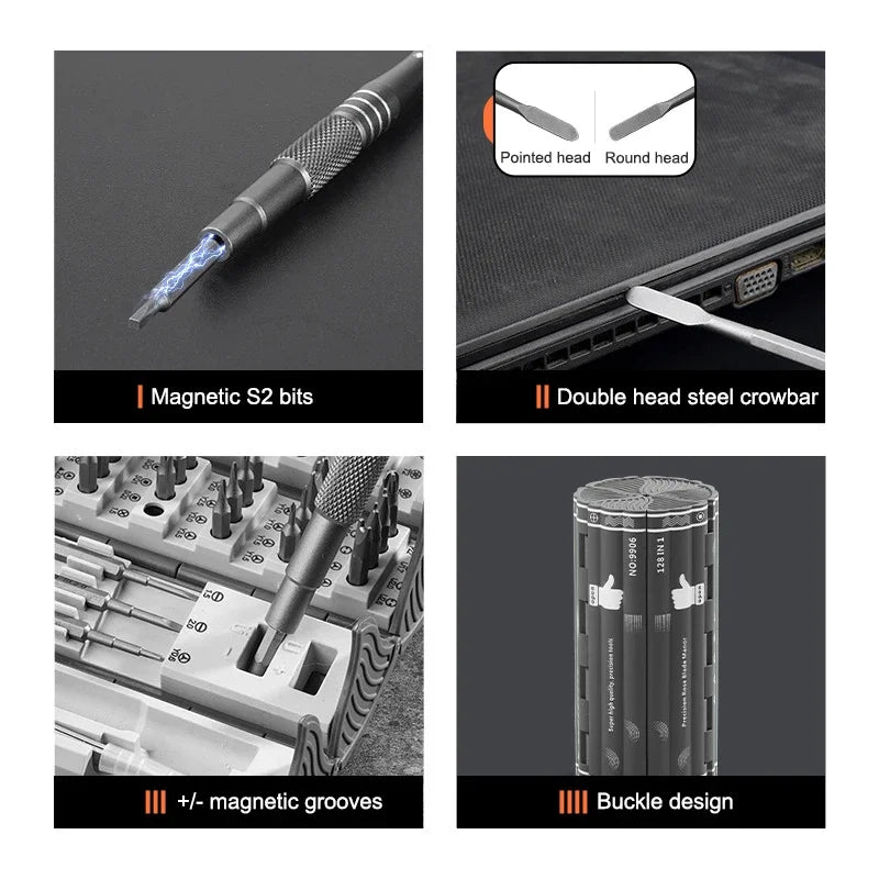 KUBRICK – 128-i-1 Magnetiskt Precisionsskruvmejselset