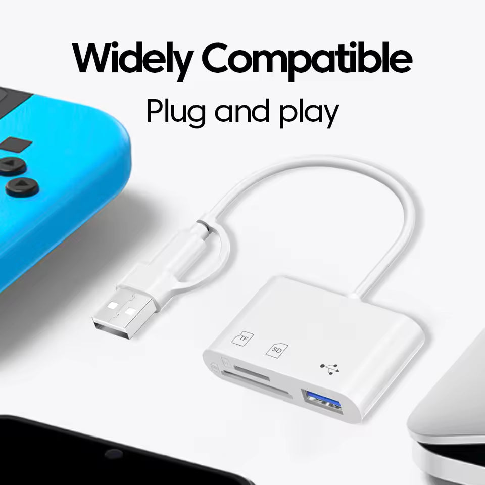 BRANDO — 3-i-1 Kortläsare för USB & USB-C